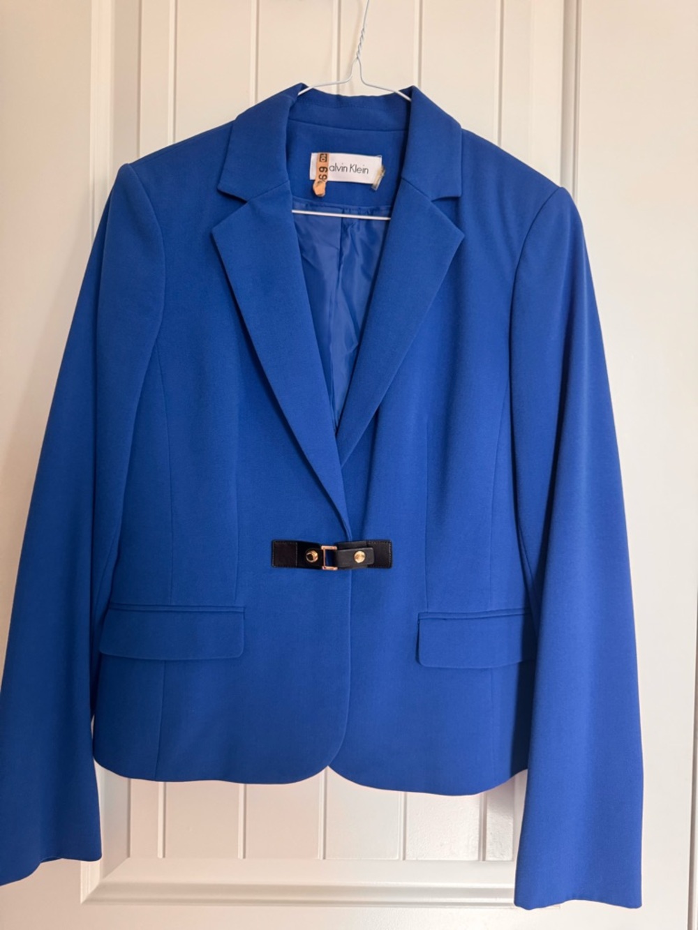 Calvin Klein  Blue Single-Button Blazer with Front Buckle size 2